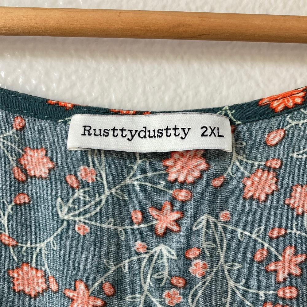 Rusttydustty Ditzy Floral cottagecore flutter Sleeve tiered Maxi Dress Boho 2XL - Picture 9 of 11